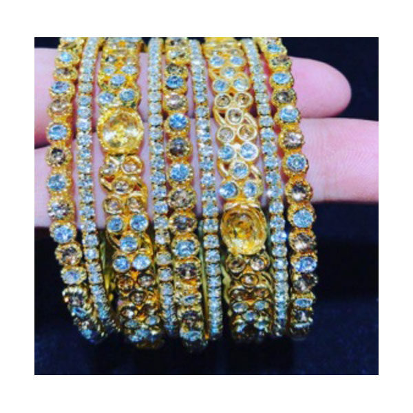 Combo of Gold and White Stone Bangles